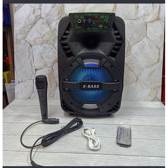 SPEAKER KARAOKE FLECO F-8606LED PLAY WITH BT USB TF CARD FM RADIO AUX SPEAKER BLUETOOTH SPEAKER FLECO 8,5 INCH