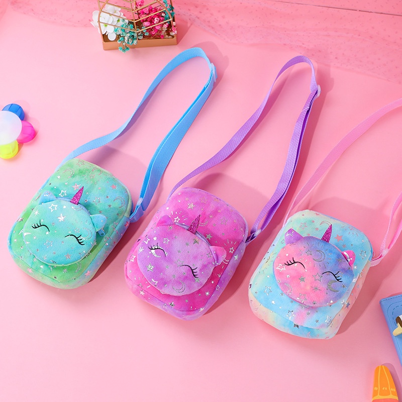 Tas selempang hp unicorn bulu TU072 sling bag anak perempuan tk paud sd