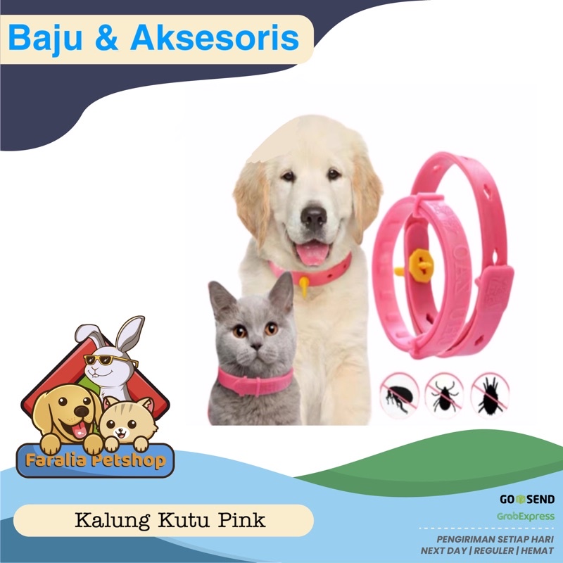 Kalung Anti Kutu Kucing Anjing Pet Cat Dog Collar Flea Tick Repellent Pink