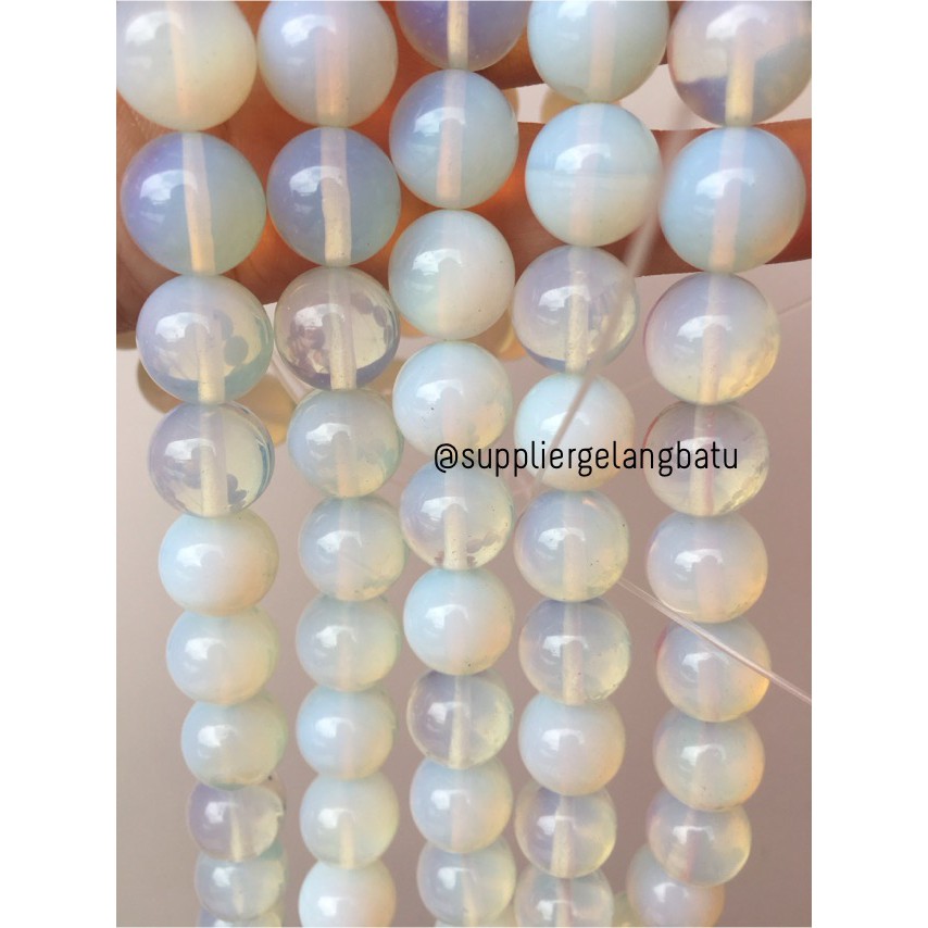 Moonstone opalite 14mm ready stock glow tembus cahaya senter akik alam grosir kerajinan aksesoris