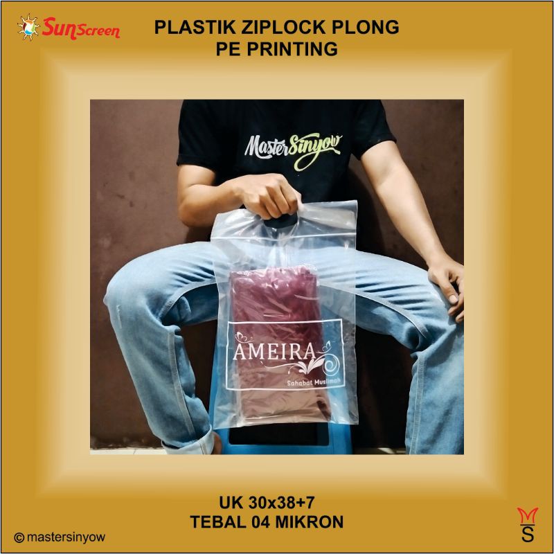 Plastik Sablon Murah Ziplock Plong Uk 25x35+7 Free Design