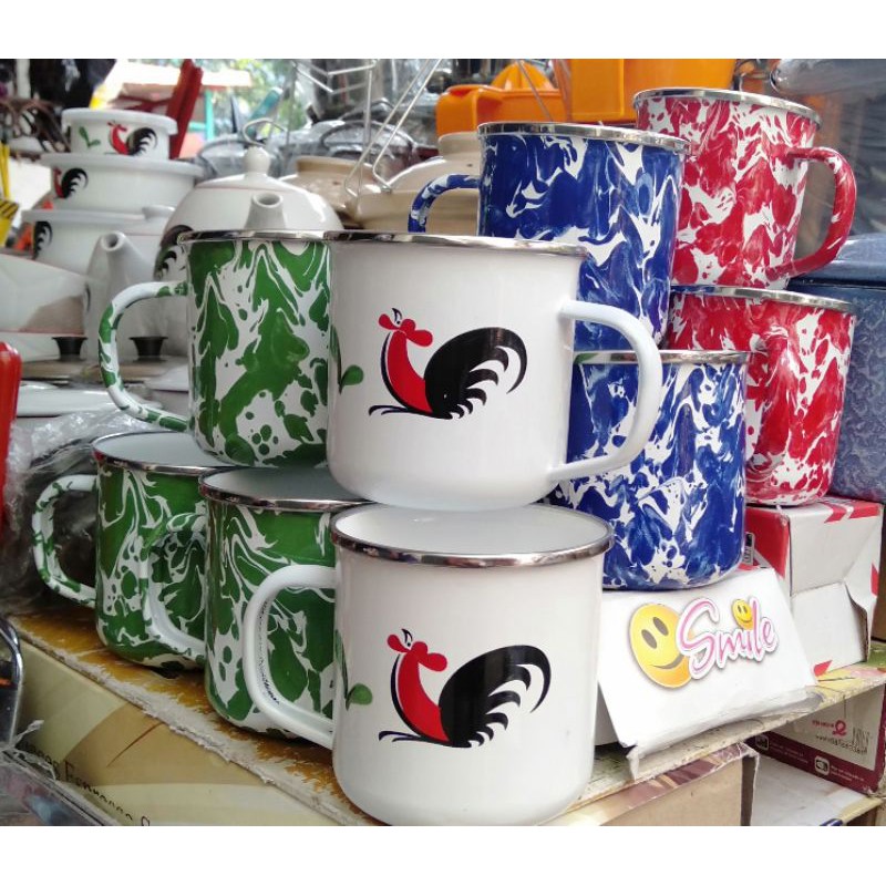 Kedaung Gelas Enamel Mug Enamel Cangkir Enamel tebel jadul vintage 9cm