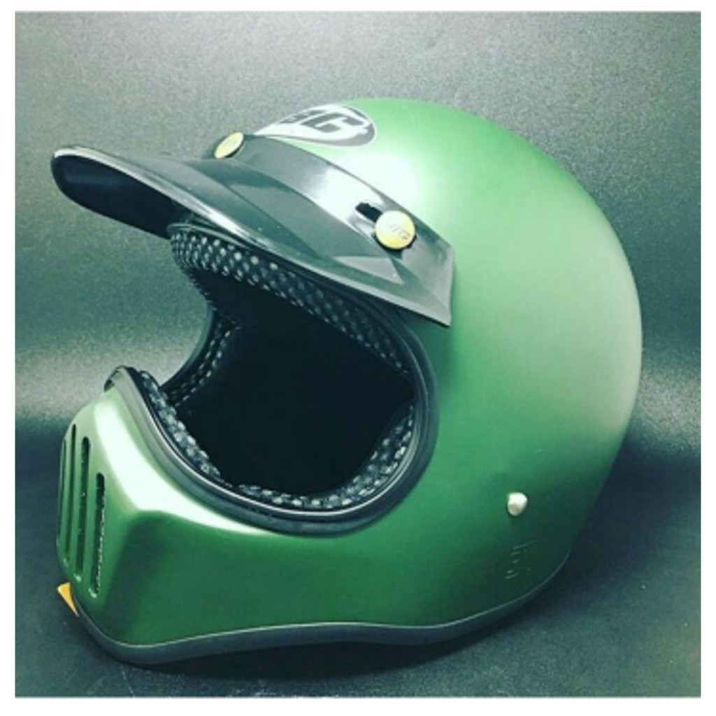 Helm Cakil HBC Hijau Green Army Classic Bagus