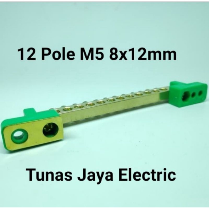 Terminal Blok Grounding 12 Pole M5 8x12mm KUNINGAN