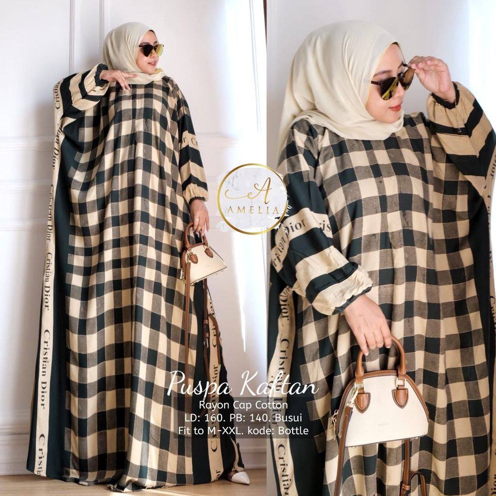 Puspa Kaftan Wanita Rayon Premium Kaftan Jumbo Batik Dress Gamis Bigsize LD 160 cm