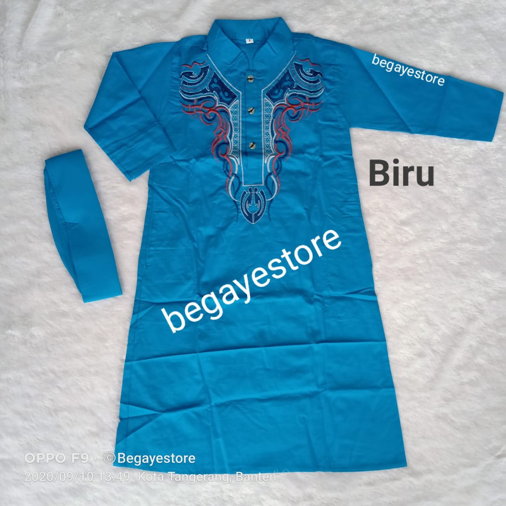 Baju Koko Gamis Anak Laki Lengan Panjang - Warna Biru