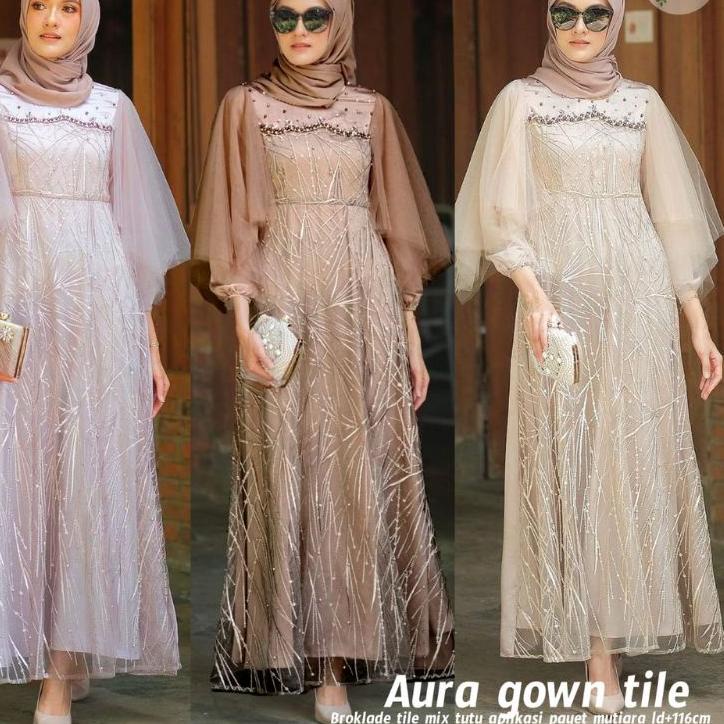 Chekout TERMURAH LUNA DRESS BROKAT KOMBINASI / FASHION MUSLIM WANITA / GAMIS BROKAT TERBARU