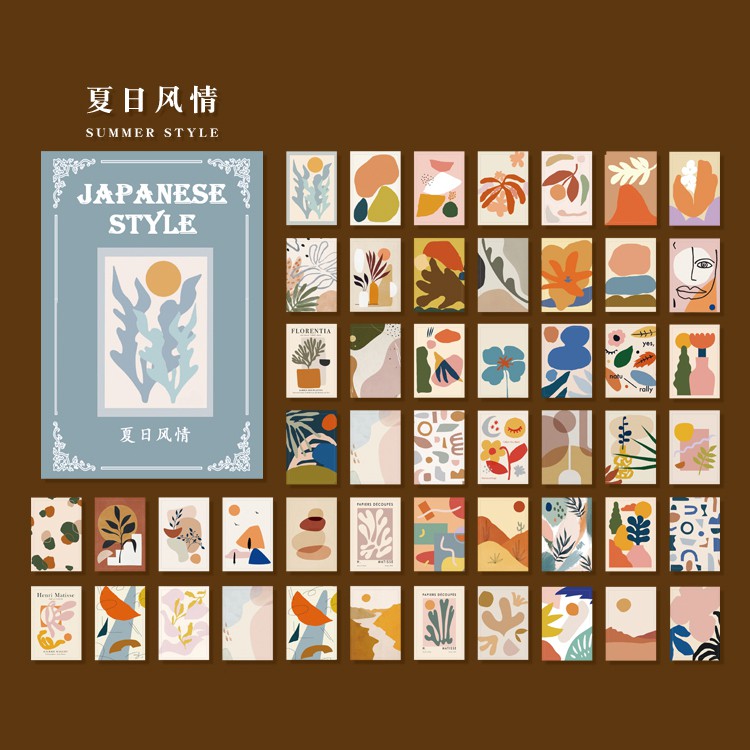 Journamm 50pcs Vintage Paper  for Phone Deco Retro Stationery Supplies Litmus Paper Bullet Journal Scrapbooking Label Stickers-Summer style