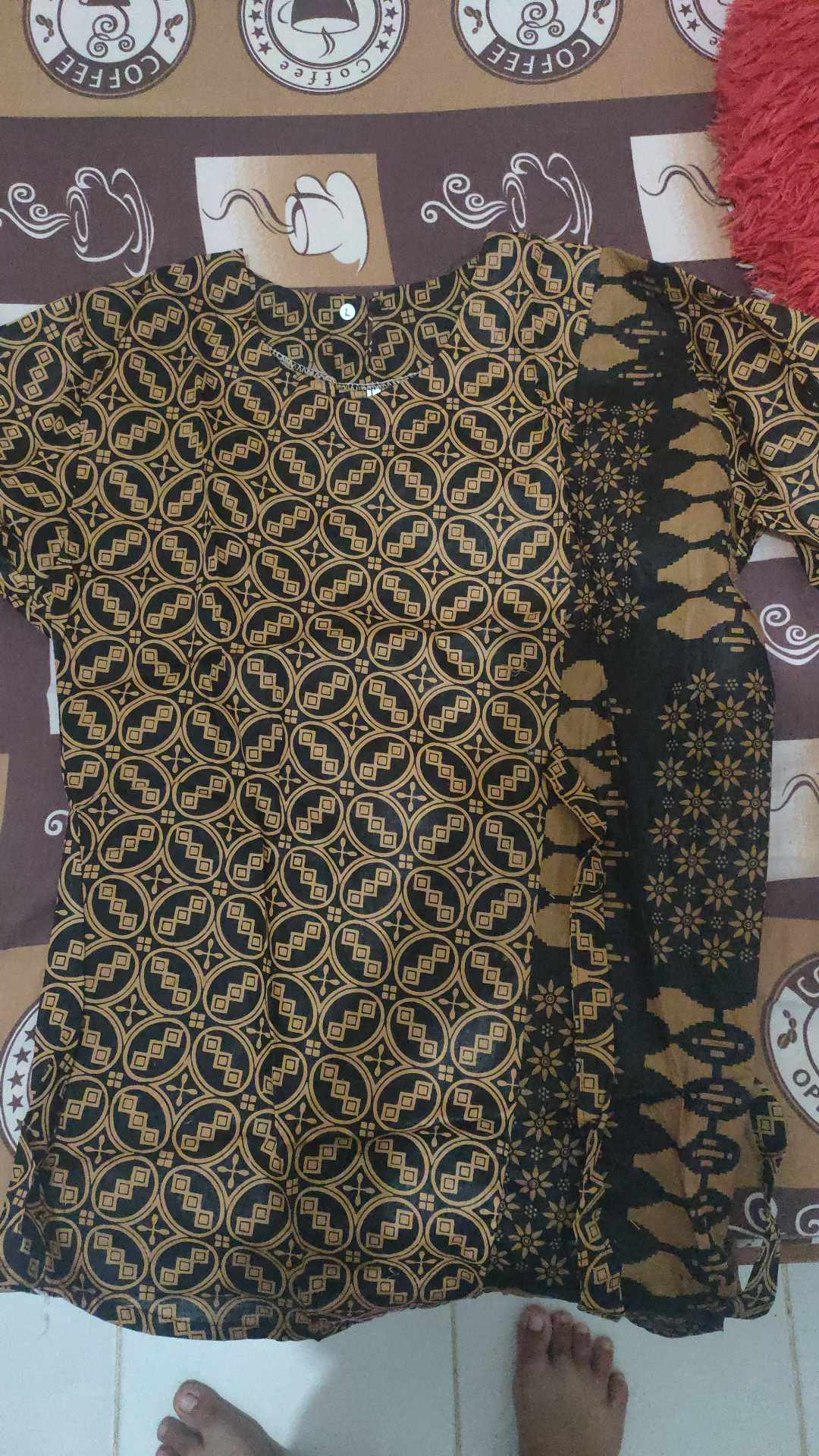 Tey-17 Batik Wanita Asj Sa Hrb026 Kenongo Kemeja Tosca Pendek Blouse Batik Jumputan Sogan