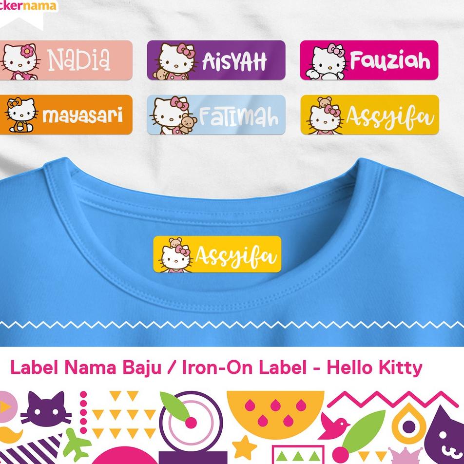 

[PRODUK PIKIA] Label Nama Baju, Label Nama Kain, Label Setrika, Iron-On Label Gambar Hello Kitty FVT