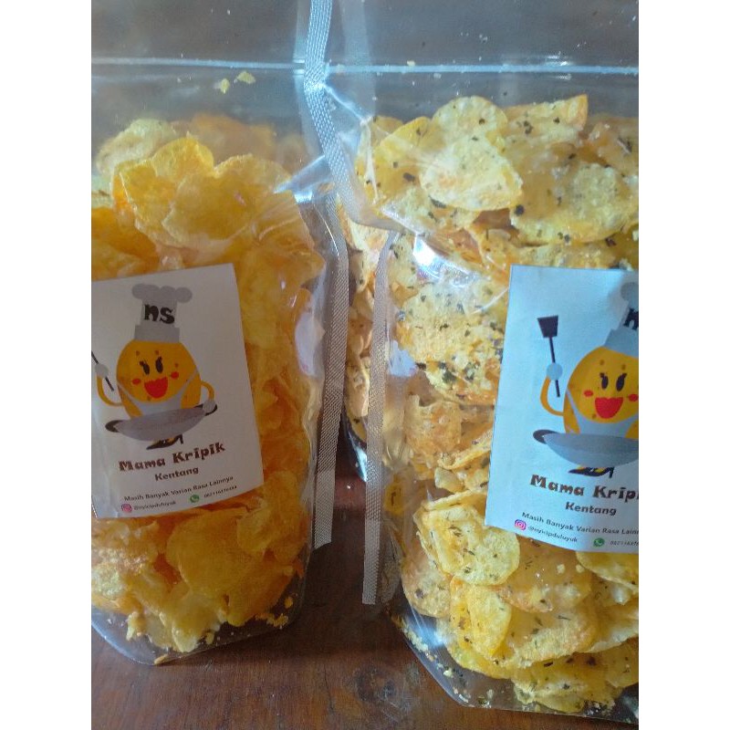 

keripik kentang rasa bawang, dan rumput laut 250gr,35rb