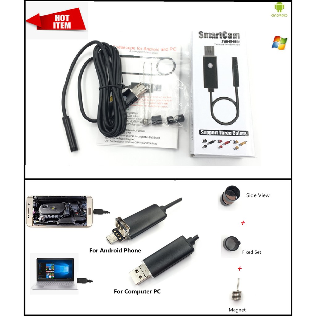 Waterproof Endoscope Mini Smart Camera for Android or PC Laptop 2in1