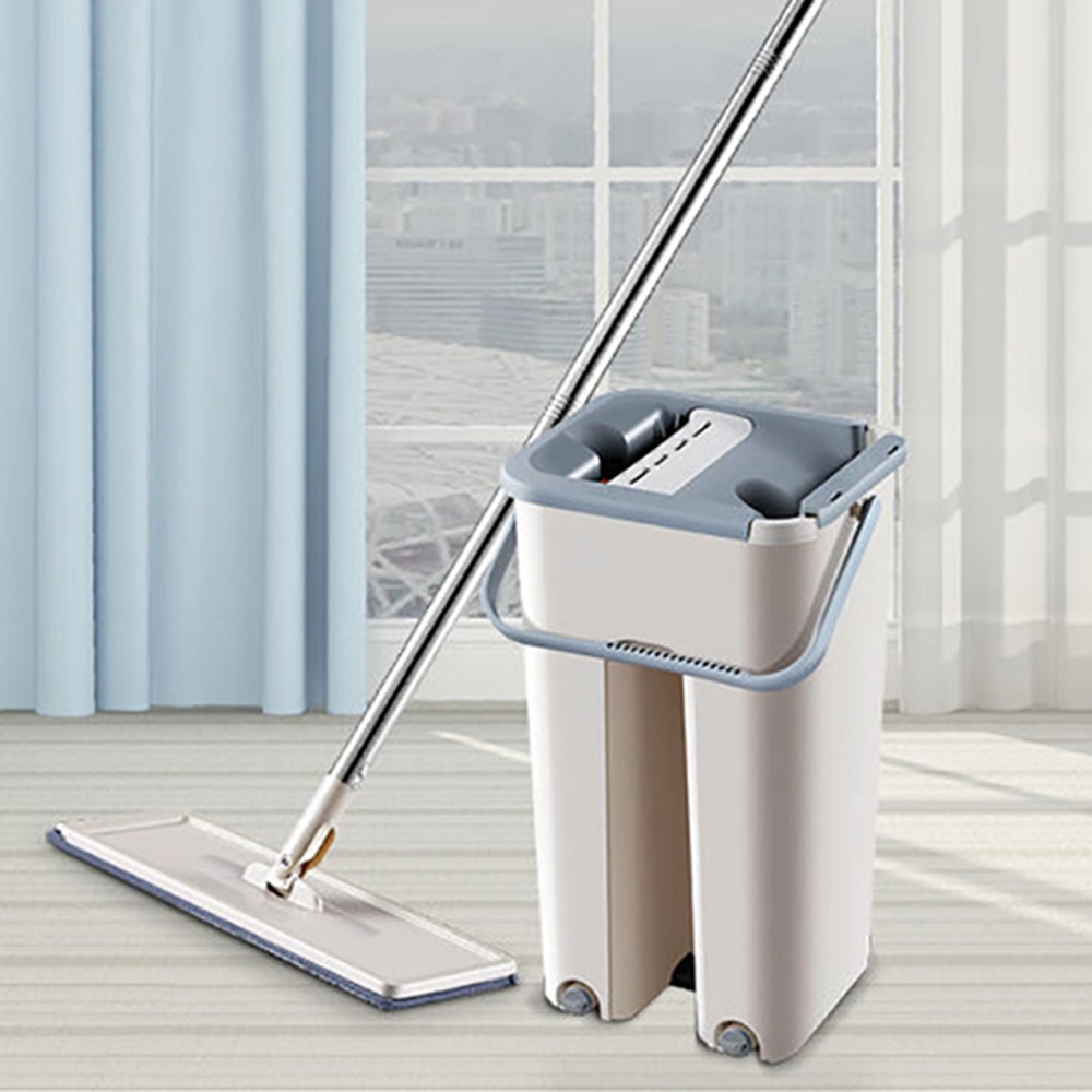 Alat Pel Set Automatic Magic Mop Flat Microfiber with Bucket