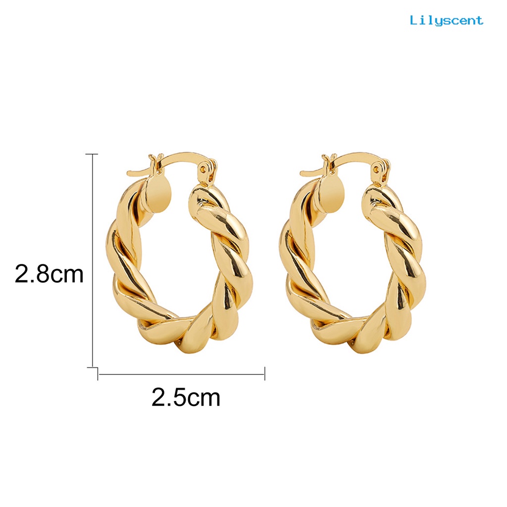 1 Pasang Anting Hoop Hypoallergenic Bahan Alloy Tebal Gaya Elegan Untuk Wanita