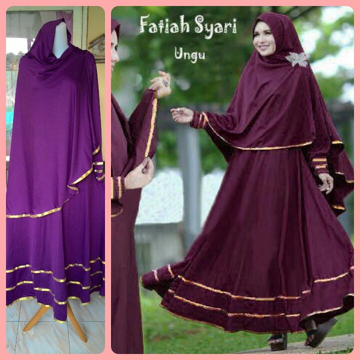 BEST Grosir Gamis Syari Fatiah Ungu (pusat,konveksi,produsen) - Terbatas