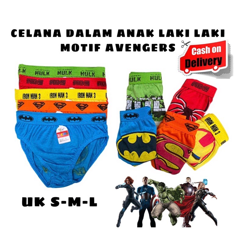 Celana Dalam Anak Laki Laki Superhero Bahan Katun Adem / Cd Celana Dalam Boxer Anak Cowok Murah