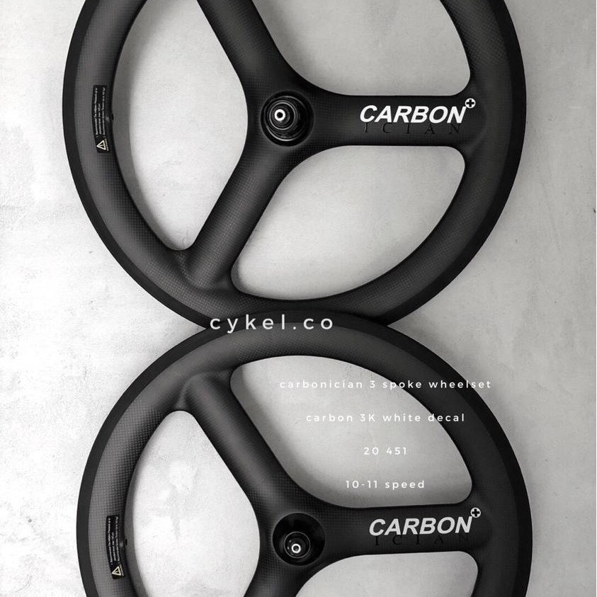 carbon wheelset carbonician trispoke 20 451 3spoke fnhon minivelo