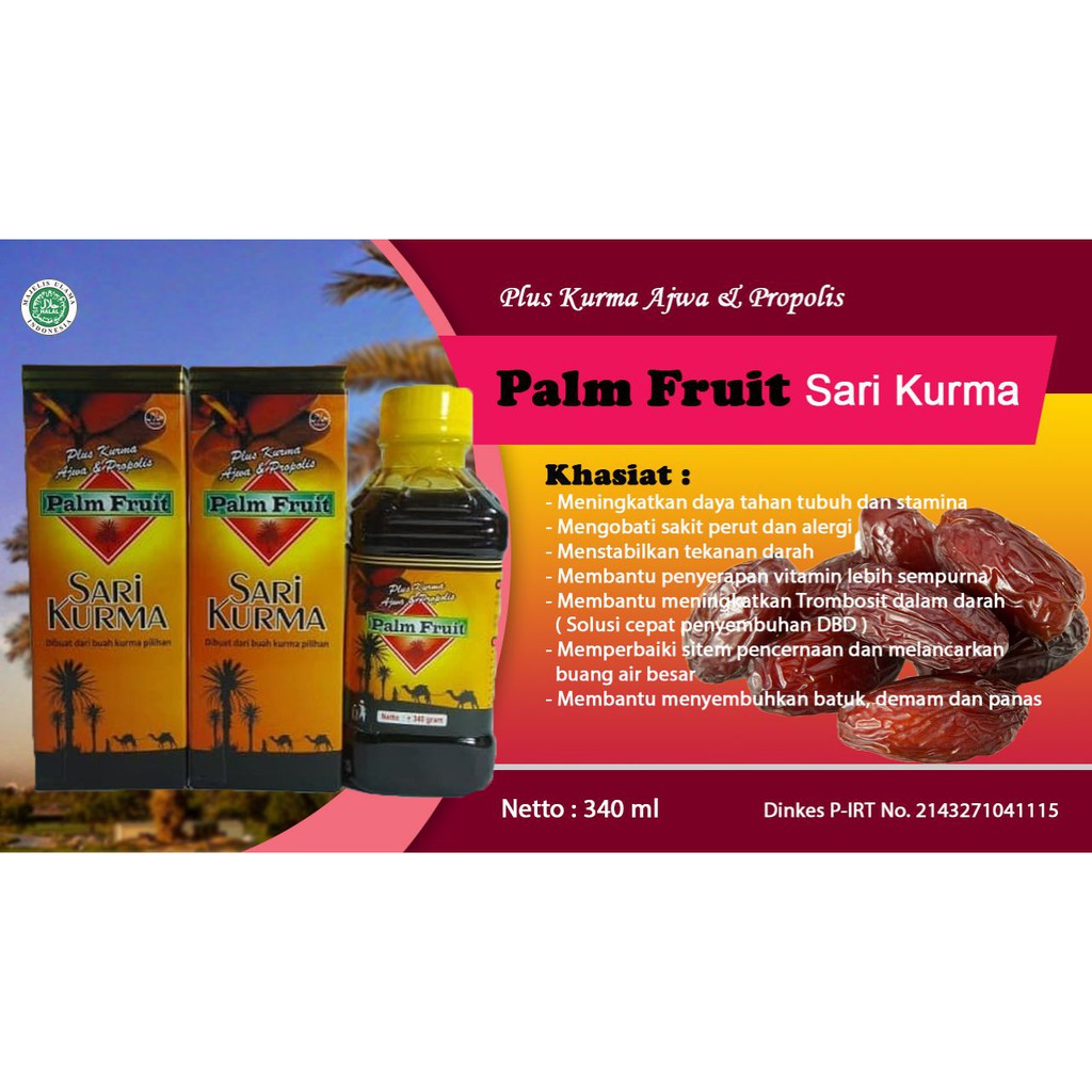 SARI KURMA PALM FRUIT AJWA DAN PROPOLIS ORIGINAL 100%