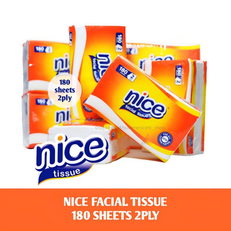 Tisu Tissue Nice 180 Sheets 2 Ply Facial Wajah