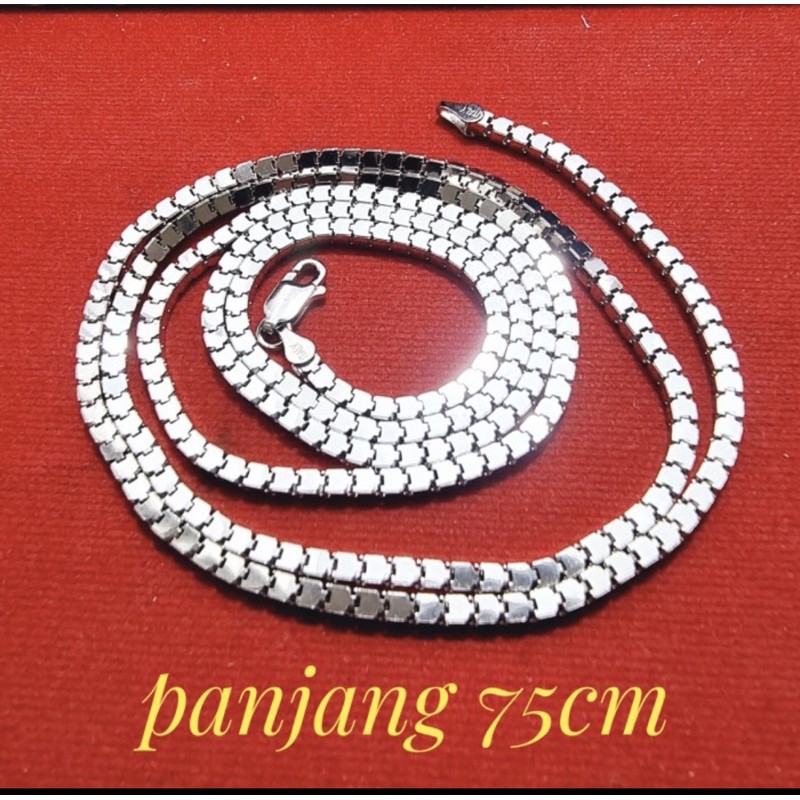 Kalung milano kaca perak 925 kalung cowok kalung pria 75cm kalung perak 925 lapis emas putih