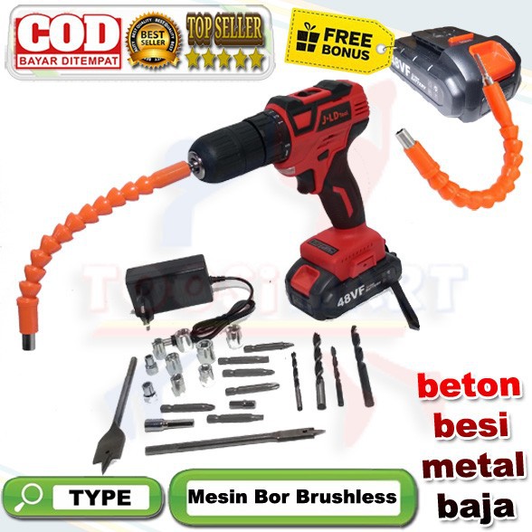 Bor Cordless Brushless Drill 48Vf 13Mm / Mesin Bor Batrai 48V