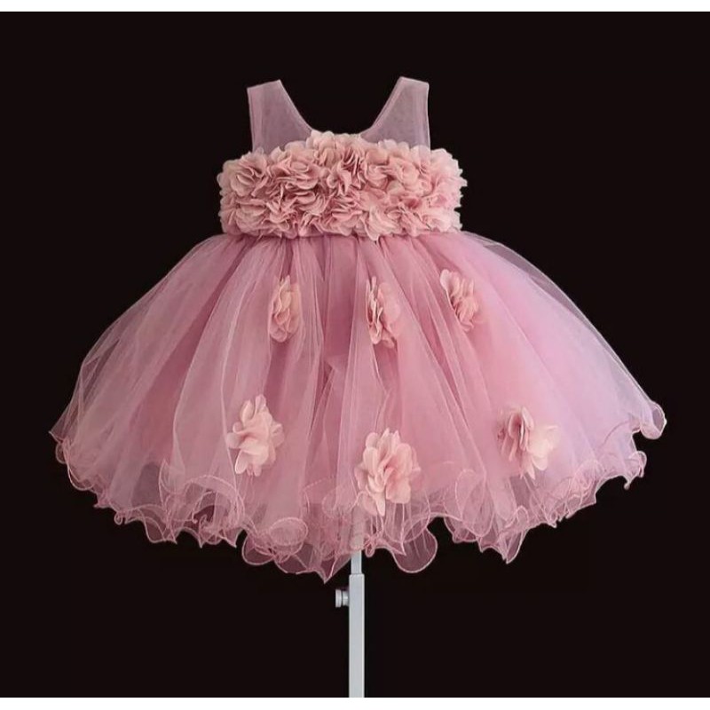baju Pesta anak perempuan import dress ultah anak import murah baju anak branded  dress zoe flower