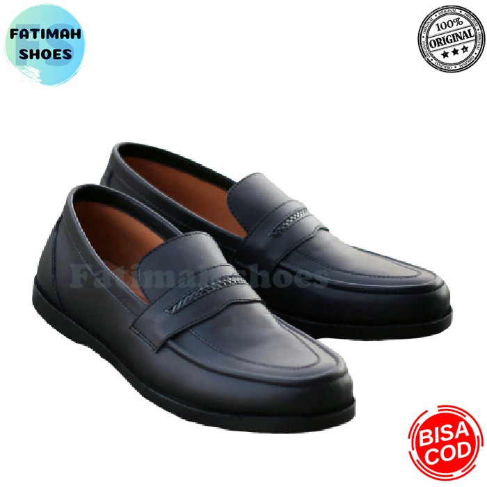 FATIMAHSHOES - Sepatu Kulit Pria Sepatu Slip On Casual Kulit Asli Original Shoes Sepatu Formal Kerja Pria Loafers