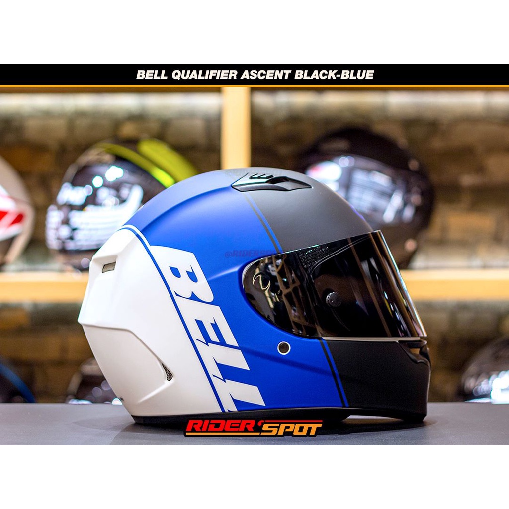 Helm Motor Bell QUALIFIER Ascent Matte Black Blue Helmet Original USA