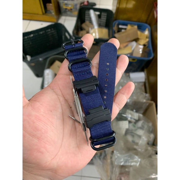 Strap Tali Jam Tangan G shock Nato Kanvas Zulu biru 22mm