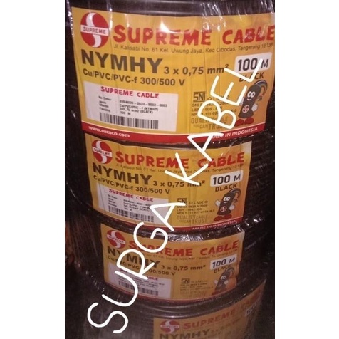 NYYHY 3x0.75 mm SUPREME | NYYHY 3 x 0.75 mm | KABEL SERABUT 3x0.75 mm ada stock