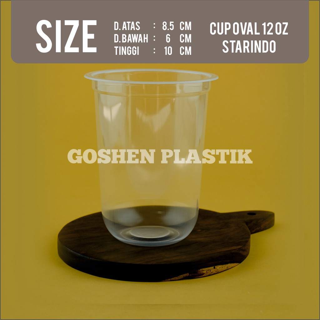 50 pcs CUP / GELAS PLASTIK OVAL / CEMBUNG STARINDO 12 OZ