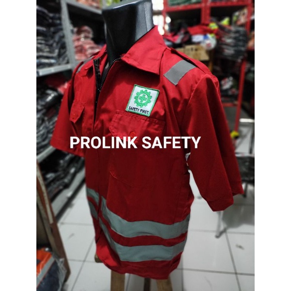 LENGAN PENDEK SERAGAM SAFETY MERAH SCOTLIGT DOBLE