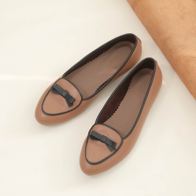 Shoeka - Layna Flat - Tan+Hitam