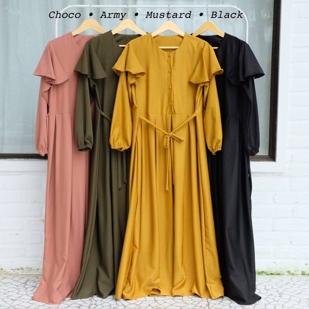 Alanda Button Dress/Dress Busui/Dress Ld 100/Gamis Polos Busui/Gamis Lebaran