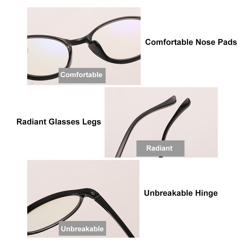 ROW Unisex Reading Glasses TR90 Presbyopia Eyeglasses Anti Blue Rays Round Frame Strength+1.00~+4.00 Antifatigue Classic Readers Glasses Computer Eyewear