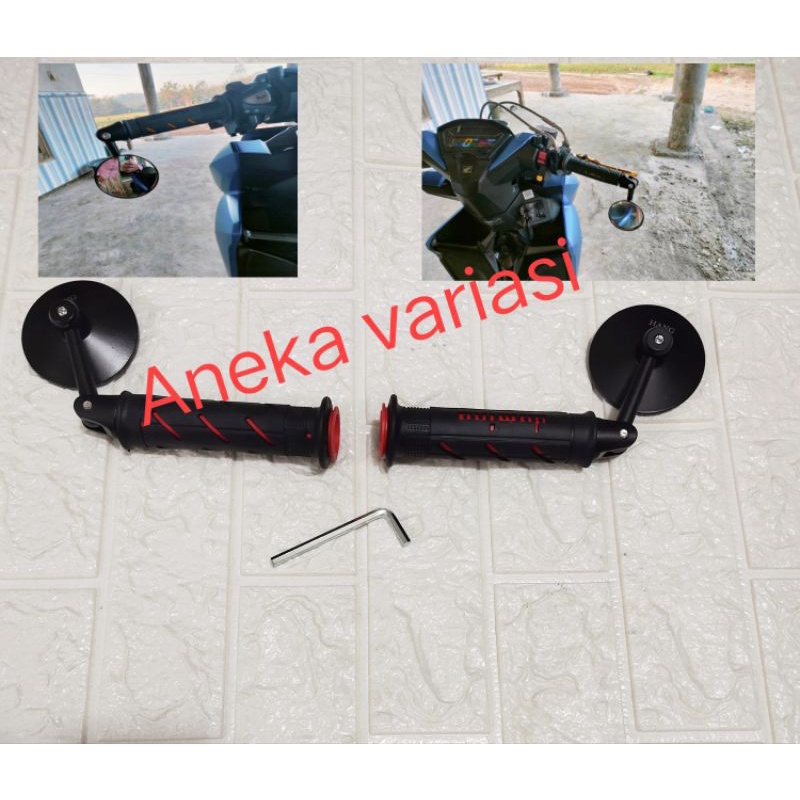 SPION BULAT JALU STANG + HANDGRIP SISIK MERAH  UNIVERSAL