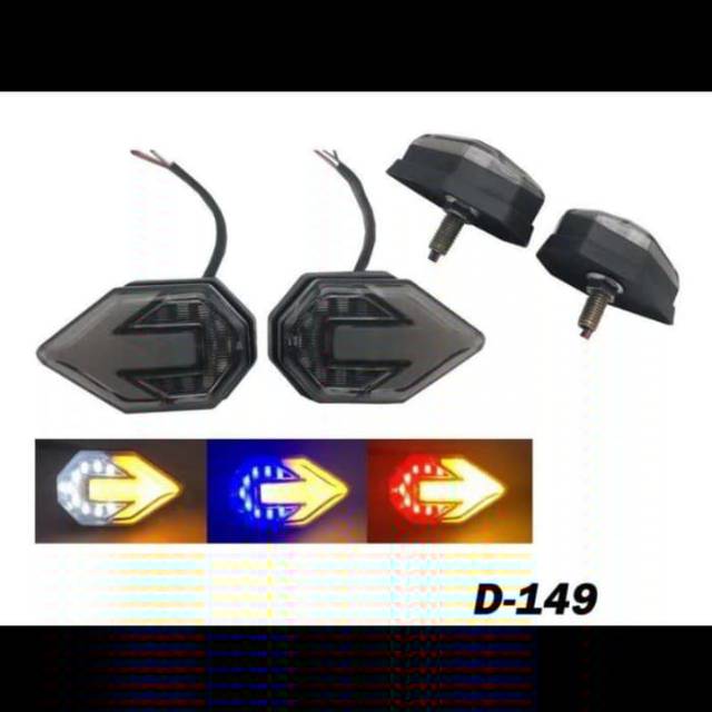 (INDO 168)Lampu Sein Motor Gede Universal Sein Nyala Running Model Panah - Biru