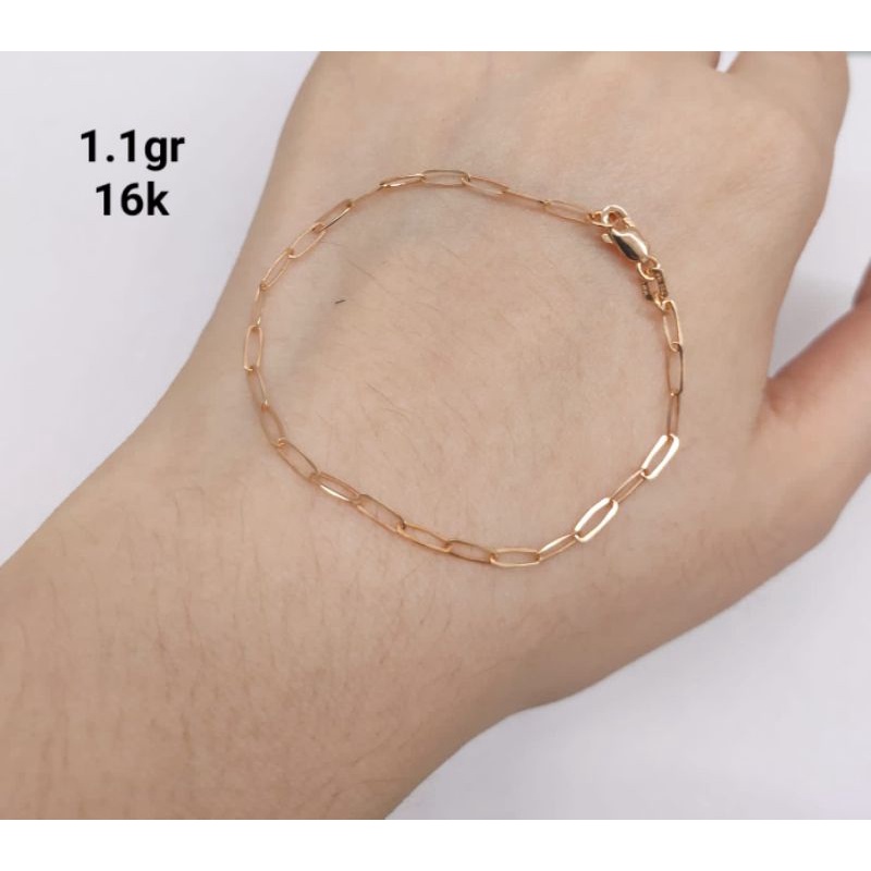 Rantai tangan gelang tali anak dan dewasa emas asli kadar 70% 700 75% 750 gold rosegold segiempat cowok cewek putih paper paperklip paperclip klip clip