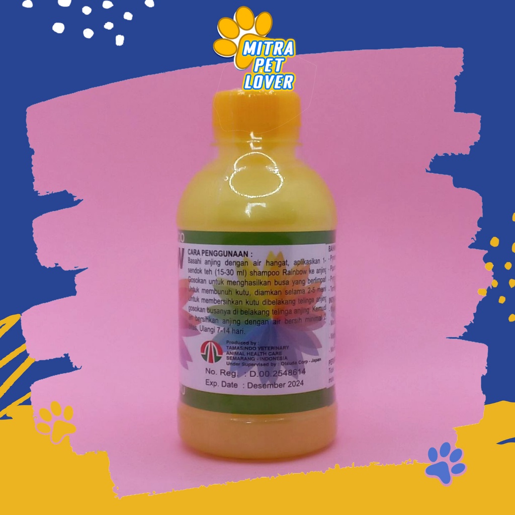 SHAMPO ANTI KUTU ANJING - RAINBOW ANJING 250 ML SHAMPOO ORGANIK ORIGINAL - AROMA BUNGA KRISAN MENGHALUSKAN MELEMBUTKAN BULU DOG PUPPIES HARUM MURAH PET ANIMAL HEALTHCARE AND VETERINARY TAMASINDO OBAT DAN VITAMIN HEWAN BINATANG PELIHARAAN MITRAPETLOVER