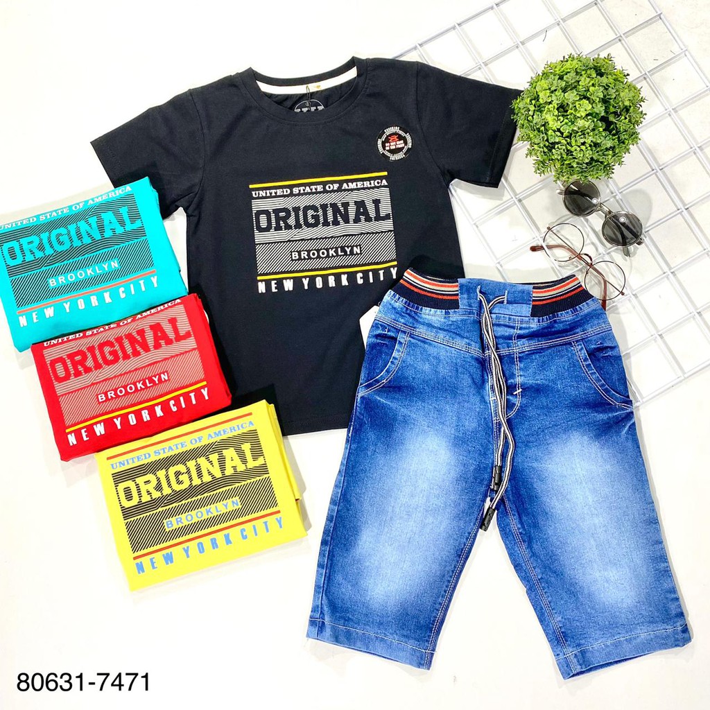 SETELAN JEANS PENDEK YESS KIDS GROSIR 3PCS SZ 468 (3-5th)