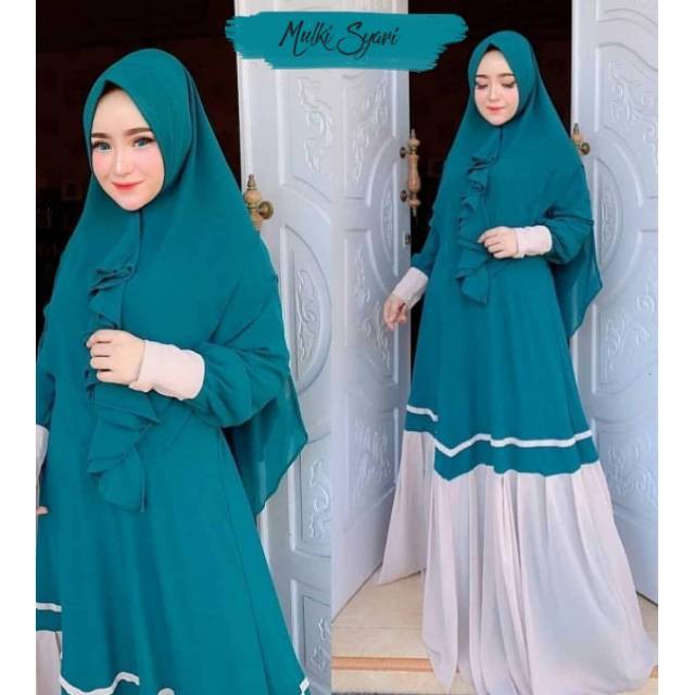 MULKI SYARI Wollycrepe (Free Hijab / Khimar) Gamis Muslim Baju Panjang Stelan Syari Polos