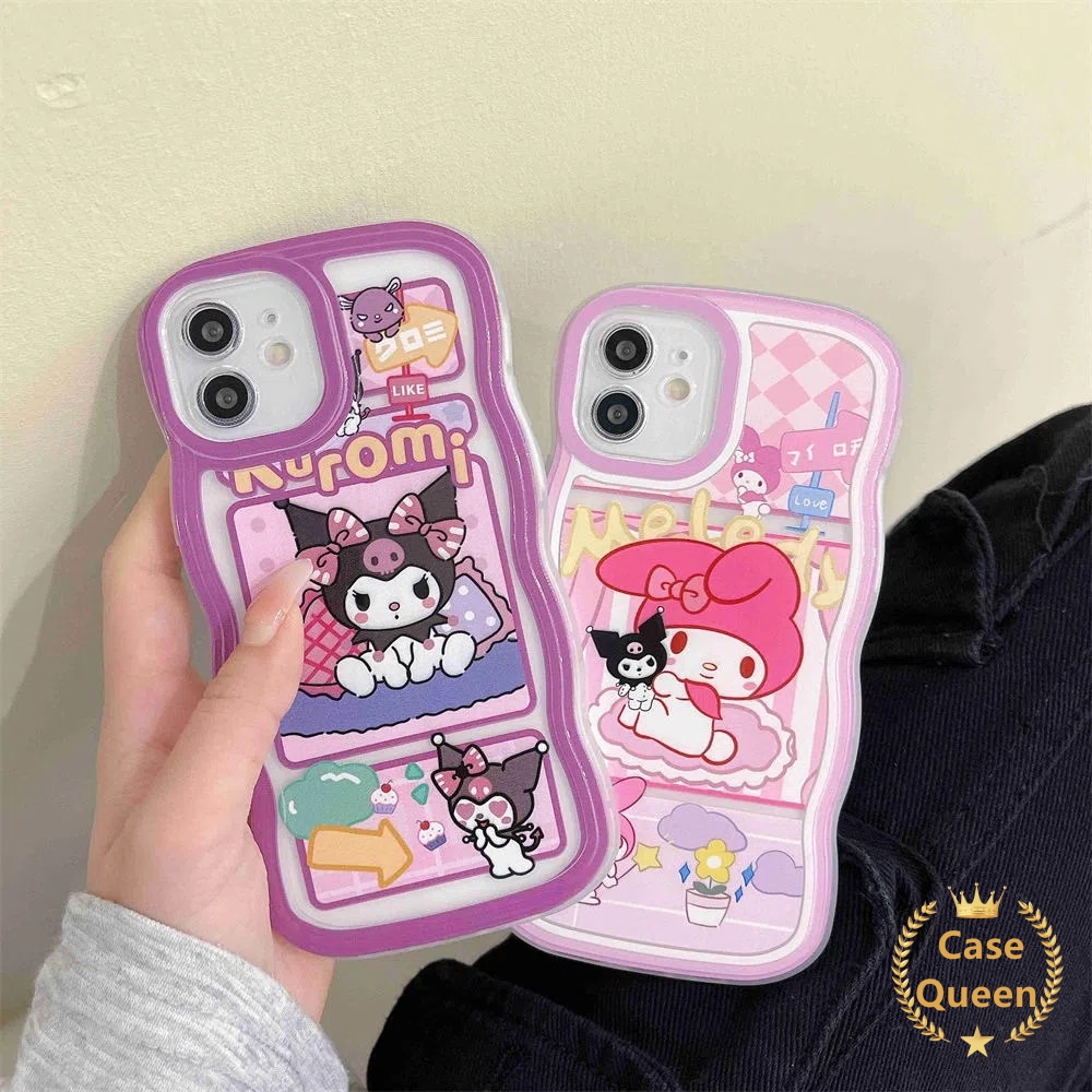 Casing Frame Wavy Oppo A17 A7 A5s A5s A16s A12 A3s A15 A54 A16 A57 2022 A12E A11K A17K A15s A53 A33 2020 A35 A32 Kartun Lucu Kuromi Melody TPU Soft Phone Case