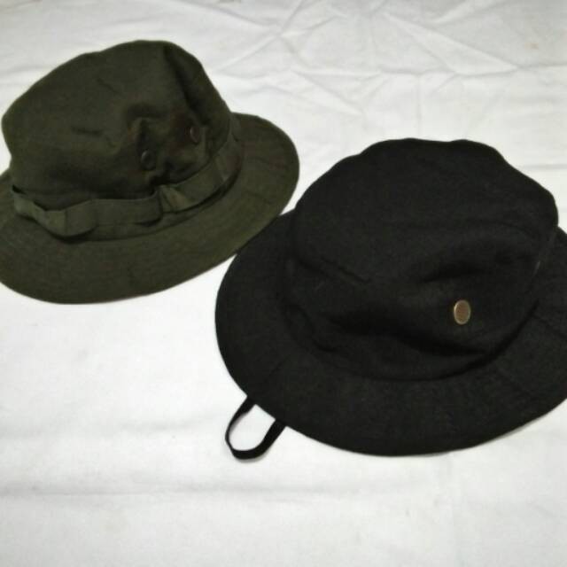 Promo   topi rimba hijau army/hitam ripstop, jungle hat green army,black Best Seller