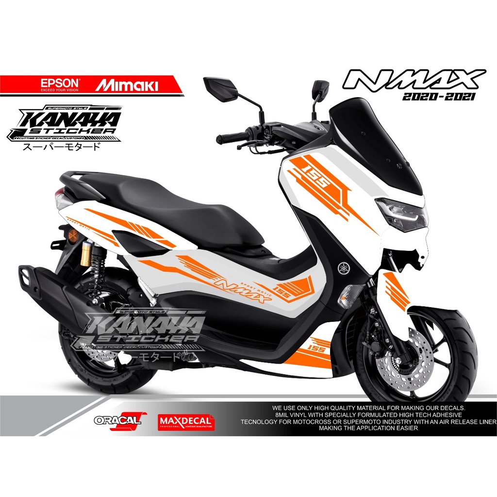 STRIPING NMAX PUTIH STICKER CUTTING NMAX NEW DESIGN KANAYA STICKER WARNA STICKER ORANGE