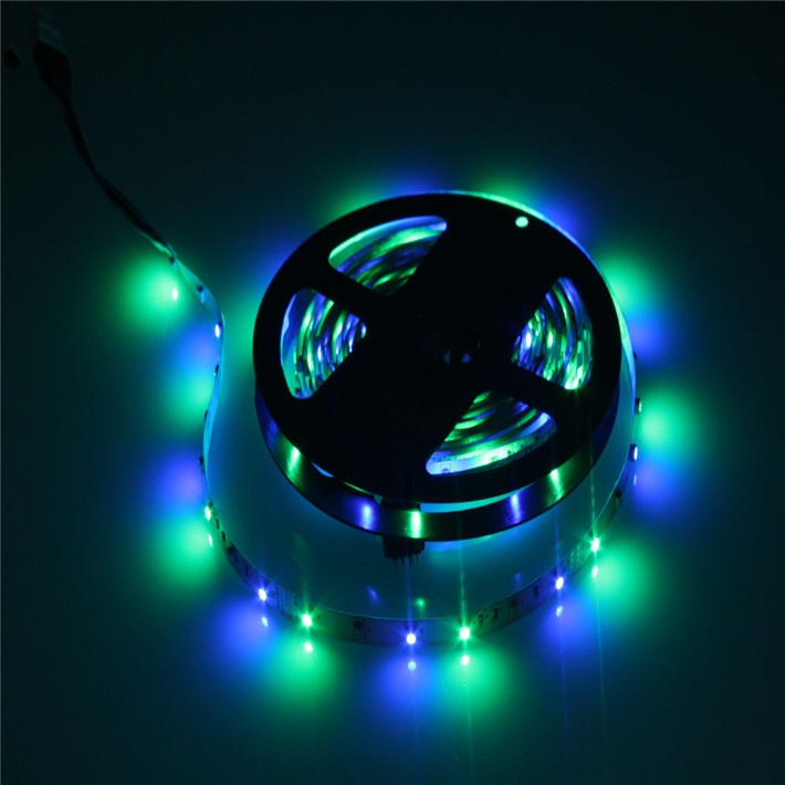 HAMBODER RGB LED Strip 3528 300 LED 5 Meter with 12V 2A Light Controller &amp; Remote Control