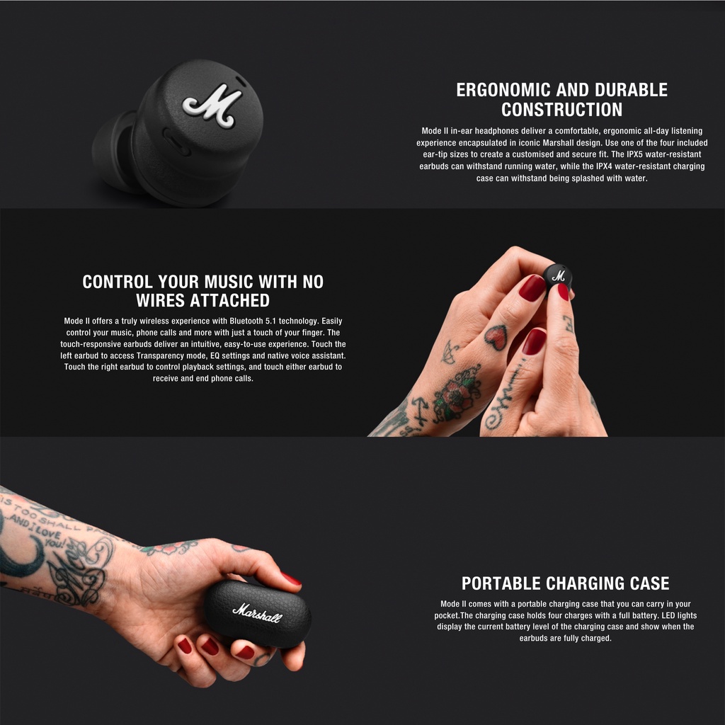 Marshall Mode II True Wireless Earphones - Marshall Mode 2 Garansi Resmi