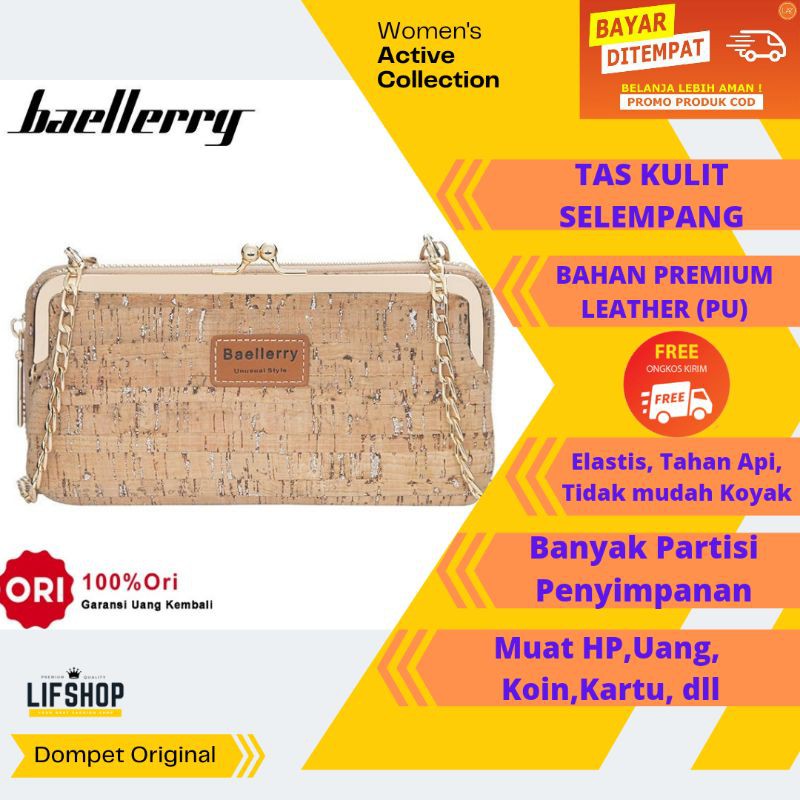 Tas Selempang Gantung Dompet Kulit Hp Wanita Baellery Original Motif Batik