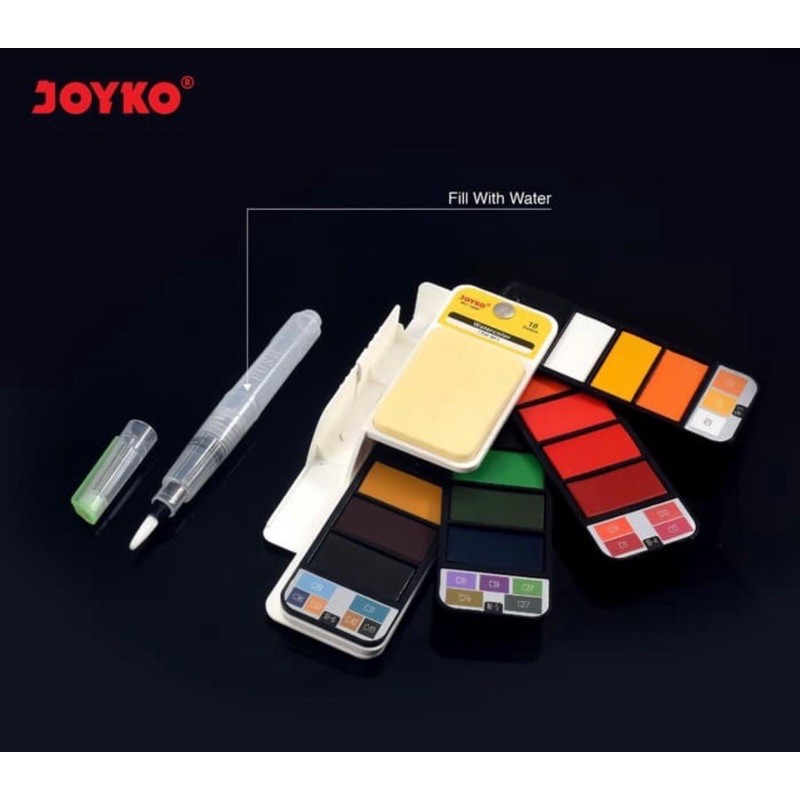 JOYKO WATERCOLOR / CAT AIR WC 1000 - 18 COLOR / WARNA PORTABLE KECIL INCLUDE BRUSH PEN BAGUS