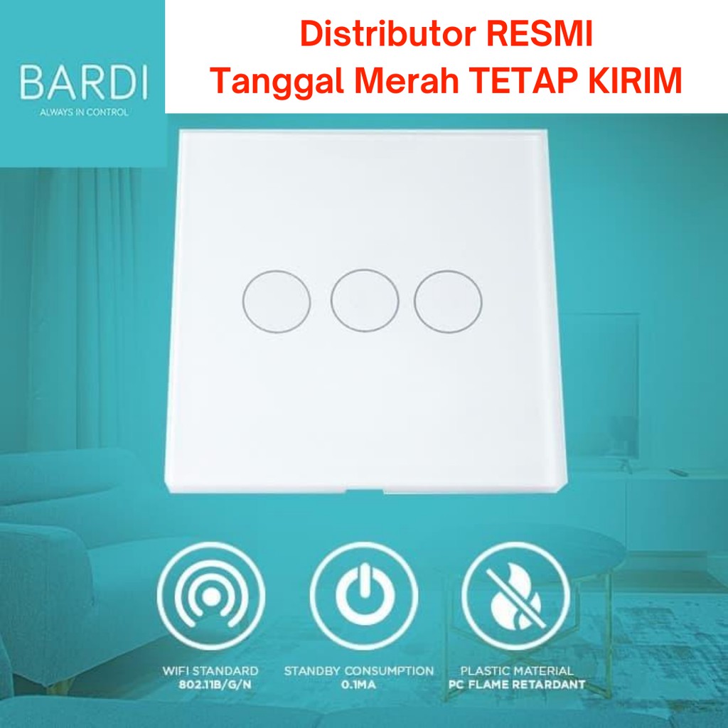 BARDI SMART WALL SWITCH EU 3 GANG WHITE/BLACK WIFI Touch WallSwitch Saklar Sakelar Pintar