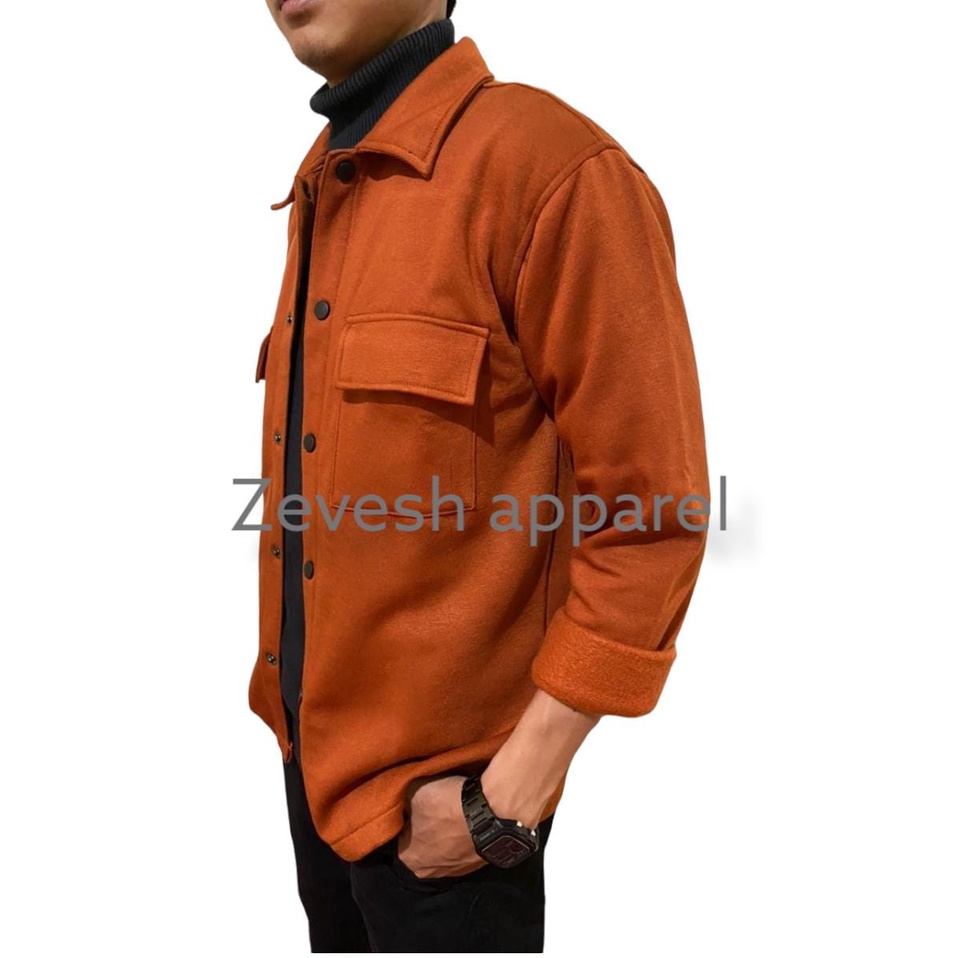 Jaket Pria Shacket Jacket Fleece Ukuran M L XL